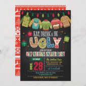 Invitation Mangez, buvez et soyez moche fête de Noël (Devant / Derrière)