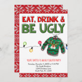 Invitation Mangez, buvez et soyez moche Sweat Noël (Devant / Derrière)