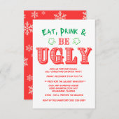Invitation Mangez, buvez et soyez moche Sweat Noël Party (Devant / Derrière)