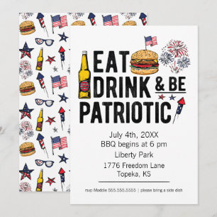 Invitation Mangez, buvez et soyez patriotes 4 juillet Invitat