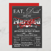 Invitation Mangez, buvez et soyez seul Chalkboard (Devant / Derrière)