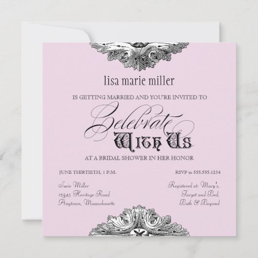 Invitation Mangez, buvez n Obtenez Marié Nuptiale Douche Invi (Dos)