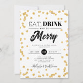 Invitation Mangez, Buvez Soyez Joyeux Parties scintillant d'o (Devant)