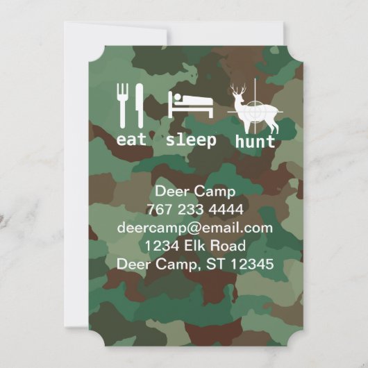 Invitation Mangez Chasse au sommeil Chasse Camouflage Papeter (Devant)