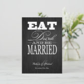 Invitation Mangez et soyez mariés - Elégant or métallique (Debout devant)