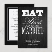 Invitation Mangez et soyez mariés - Elégant or métallique (Devant / Derrière)