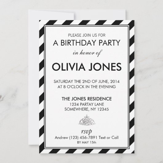 Invitation Mangez la boisson et Party (Dos)