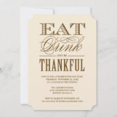 Invitation Mangez la boisson et soyez dîner reconnaissant de (Devant)