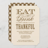 Invitation Mangez la boisson et soyez dîner reconnaissant de (Devant / Derrière)