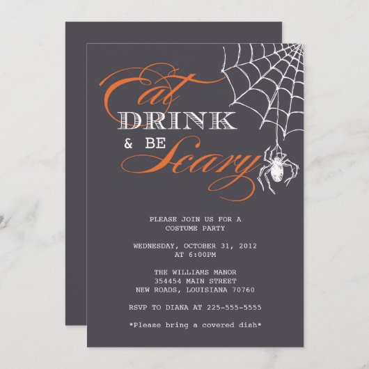 Invitation Mangez la boisson et soyez partie effrayante de | (Devant / Derrière)