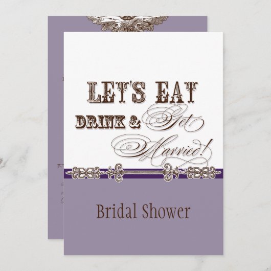 Invitation Mangez, la boisson n reçoivent l'invitation mariée (Devant / Derrière)