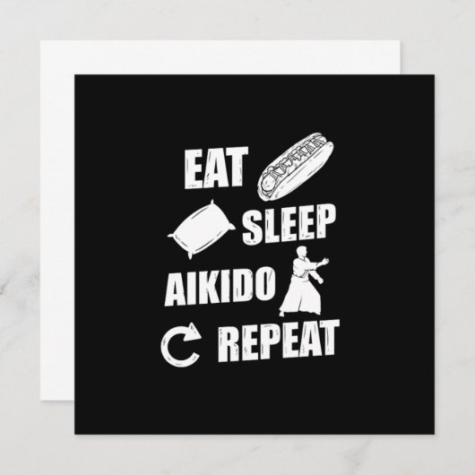 Invitation Mangez Sleep Aikido Répéter l'idée de cadeau (Devant / Derrière)