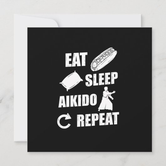 Invitation Mangez Sleep Aikido Répéter l'idée de cadeau (Devant)