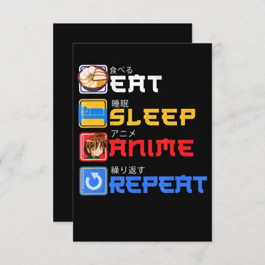 Invitation Mangez Sleep Anime Répéter l'idée cadeau Cosplayer (Devant / Derrière)
