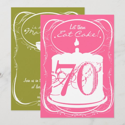 Invitation Mangez un verre de gâteau Margaritas 70e anniversa (Devant / Derrière)