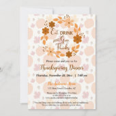 Invitation Mangez un verre et donnez grâce Floral automne Din (Devant)