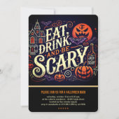 Invitation Mangez un verre et soyez effrayant Black Halloween (Devant)