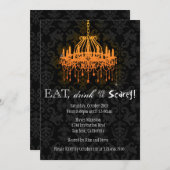 Invitation Mangez un verre et soyez effrayant chandelier élég (Devant / Derrière)