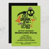 Invitation Mangez un verre et soyez effrayant Halloween (Devant / Derrière)