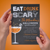 Invitation Mangez un verre et soyez effrayant Halloween Parti
