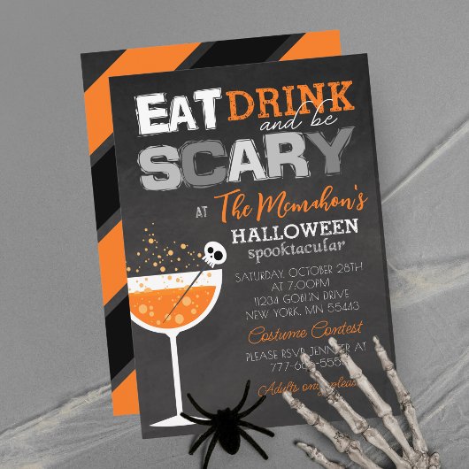 Invitation Mangez un verre et soyez effrayant Halloween Parti