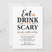 Invitation Mangez un verre et soyez effrayant Halloween Typog (Devant)