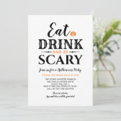Invitation Mangez un verre et soyez effrayant Halloween Typog (Debout devant)