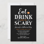 Invitation Mangez un verre et soyez effrayant Halloween Typog (Devant)