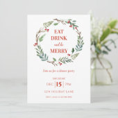 Invitation Mangez un verre et soyez joyeux dîner de Noël (Debout devant)