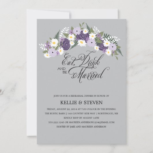 Invitation Mangez un verre et soyez marié à une couronne de f (Devant)