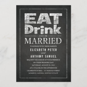 Invitation Mangez un verre et soyez marié Mariage créatif uni