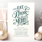 Invitation Mangez Un Verre Et Soyez Merry Green Stripes Fête
