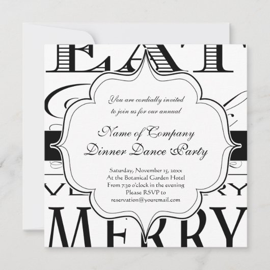 Invitation Mangez un verre et soyez très joyeux Design élégan (Devant)