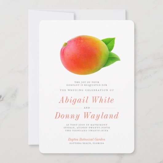 Invitation Mango d'été | Fête du mariage (Devant)