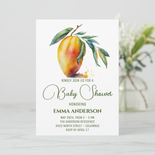 Invitation Mango tropical | BABY SHOWER (Debout devant)