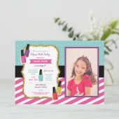 Invitation Mani Pedi Beauté Anniversaire Pamper Photo rose (Debout devant)