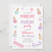 Invitation Manicure and Pedicure Bow Mani-Pedi Party Birthday (Devant)