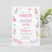 Invitation Manicure and Pedicure Bow Mani-Pedi Party Birthday (Debout devant)