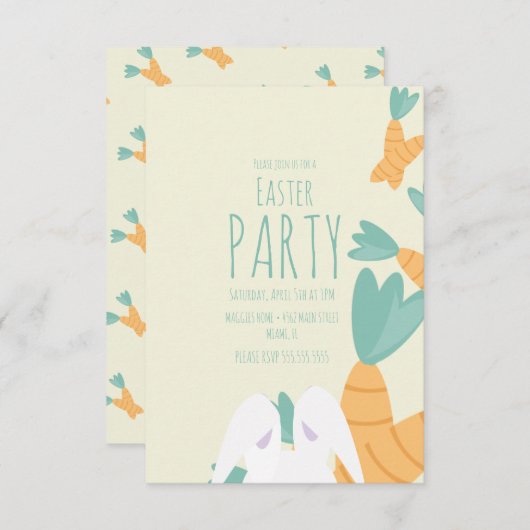 Invitation Manifestation de Pâques Carrot Bunny (Devant / Derrière)