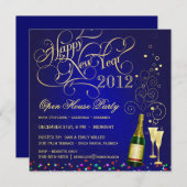 Invitation Manifestation du soir du Nouvel An - Midnight Blue (Devant / Derrière)