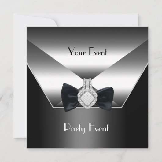 Invitation Manifestation Silver Black Cravate Diamond Jewel (Devant)