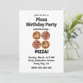 Invitation Manifesting Pepperoni Pizza Birthday Party (Debout devant)