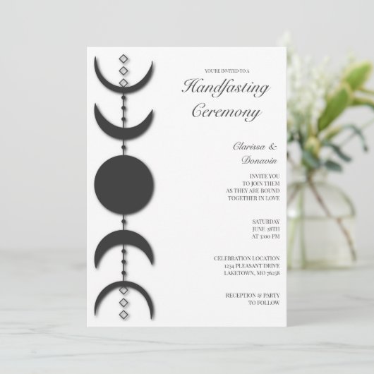 Invitation Manipulation de la phase Black & White Boho Moon (Debout devant)