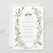 Invitation Manoir fleur sauvage Élégant Simple Moderne Mariag (Devant)