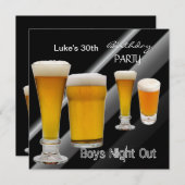 Invitation Mans 30e anniversaire de fête Bière Boys nuit (Devant / Derrière)