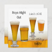 Invitation Mans 30e anniversaire fête Bière Boys Night Out (Devant / Derrière)
