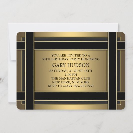 Invitation Mans 50e fête d'anniversaire (Dos)