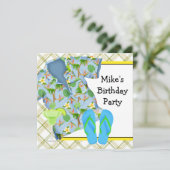 Invitation Mans BBQ Margarita Beach Anniversaire Fête Invitat (Debout devant)