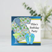 Invitation Mans BBQ Margarita Beach Fête d'anniversaire (Debout devant)