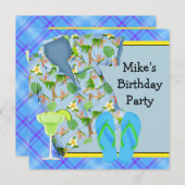 Invitation Mans BBQ Margarita fête d'anniversaire (Devant / Derrière)